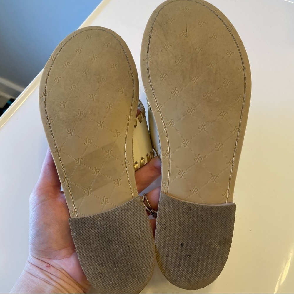 Jack Rogers Pineapple Embroidered Sandal Bone and Gold - Picture 4 of 6
